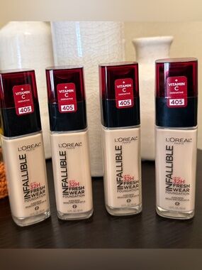 L'Oreal Infallible Fresh Wear Foundation - Shade 405 (Porcelain) Lot of 4! New!